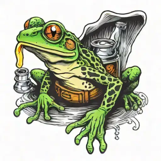 Frog With Beer Bottle