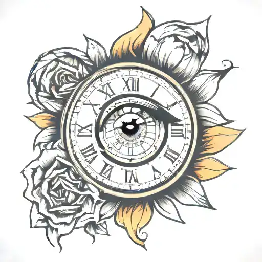 Time Clock And Girl's Eye