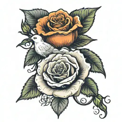 Rose And Cumpass With A Rose At The Bottom Of The Rist With Roman Numarels And A Dove