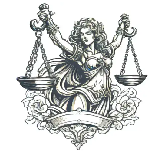 Lady Justice Holding Scales And Sword