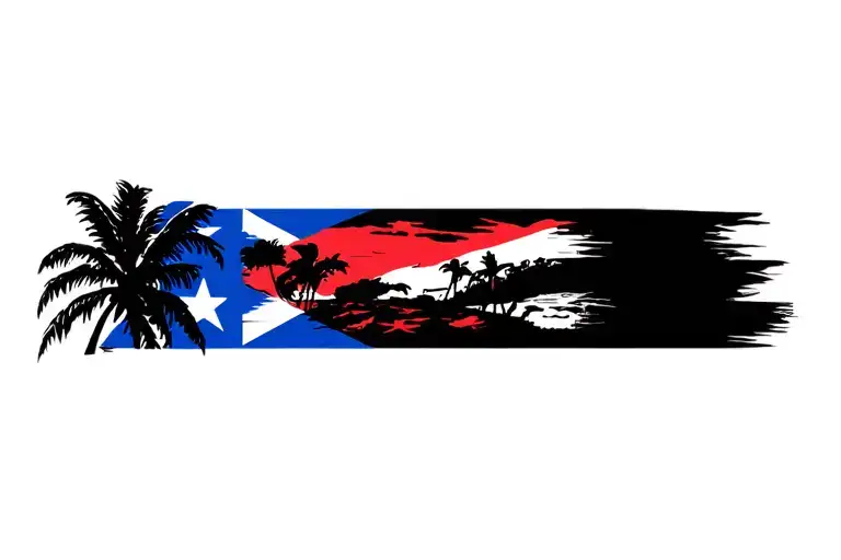 Puerto Rico Flag Beach Scene