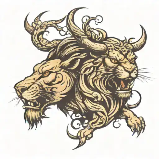 Lion And Bull Face Off