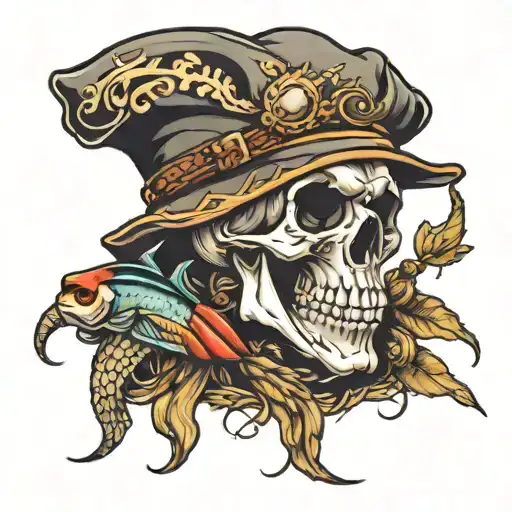 Skull With A Fishing Hat
