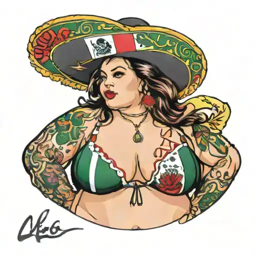 Bbw Model Wearing A Mexican Flag Bikini And On The Bikini Write Qos On It