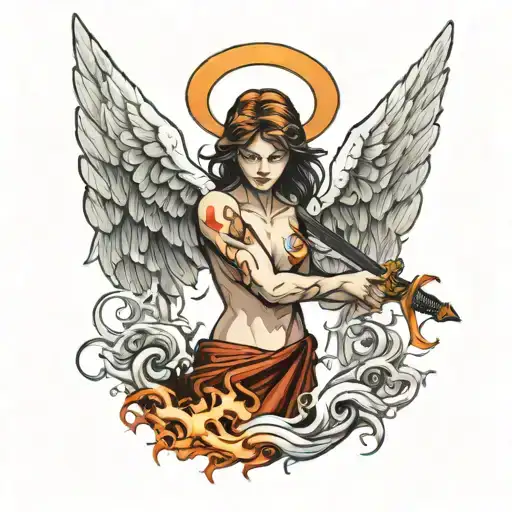 Angel On Fire With Sword