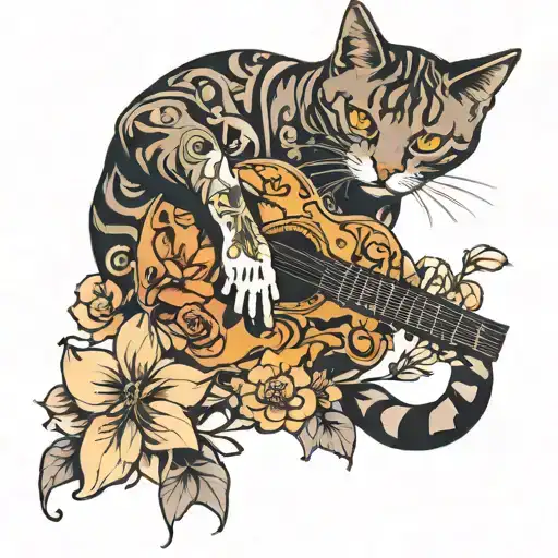 Guitar And Cat And Lilys