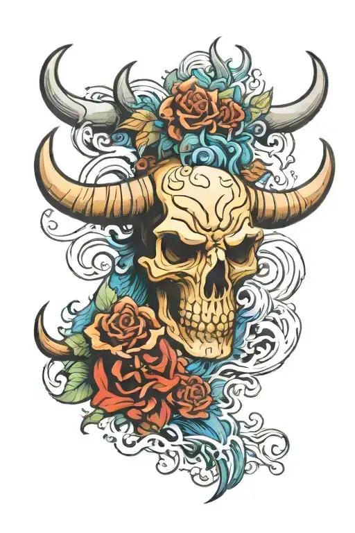 Skull And Bull And Sea