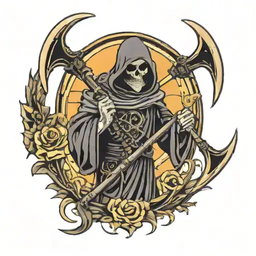 Grim Reaper Holding A Scythe With Blade Saying Resurrection