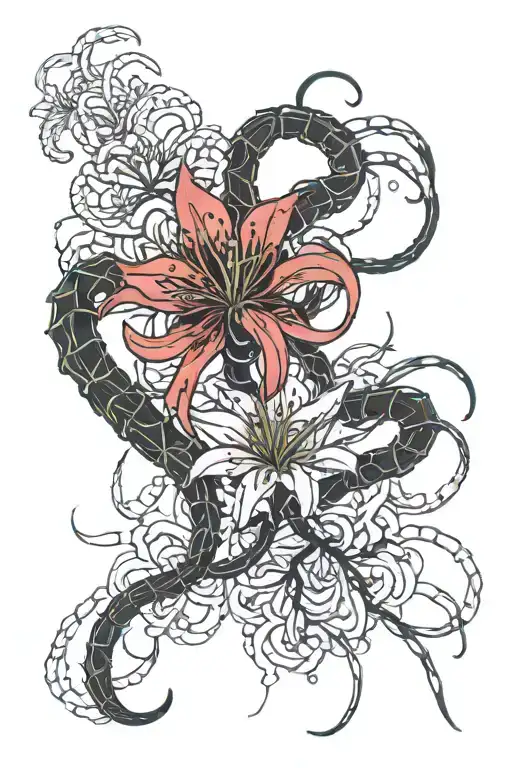 Red Spider Lily Intertwined With Black Centipede Tokyo Ghoul