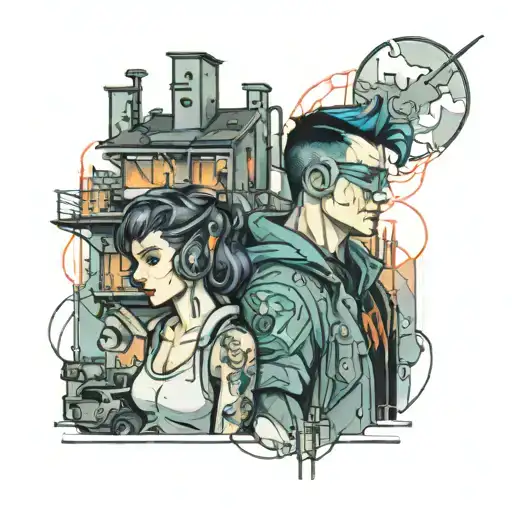 Lucy And David Cyberpunk Cityscape