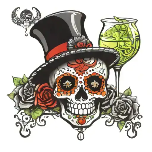 Sugar Skull And Margarita Glass