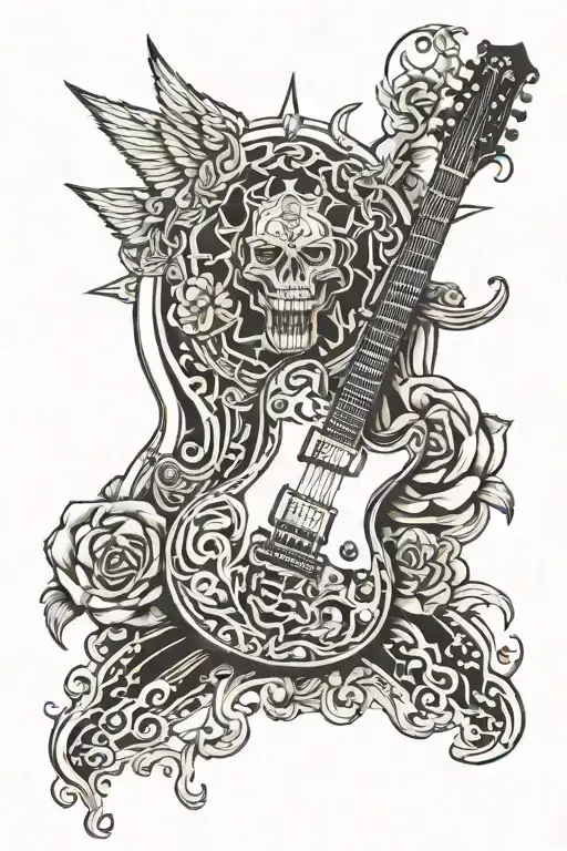 Cadillac Symbol Merged With A Guitar