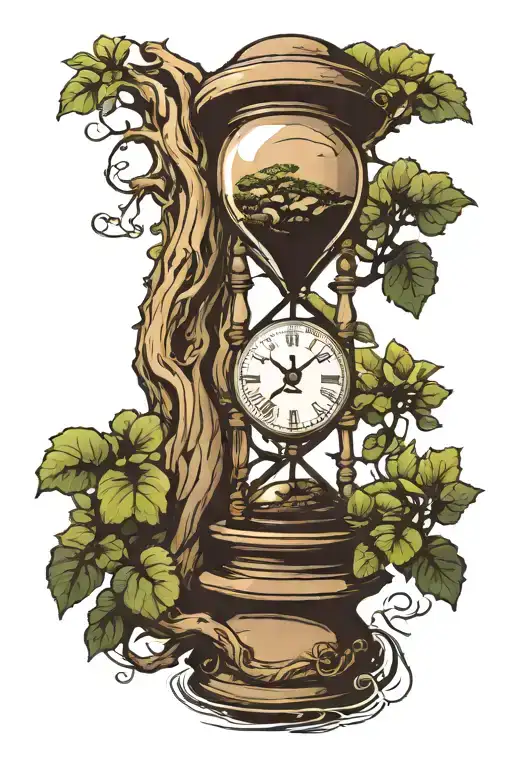 Hour Glass With Bonsai Tree Growing On Top Side
