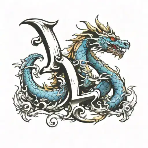 Letter L With Dragon Wrapped
