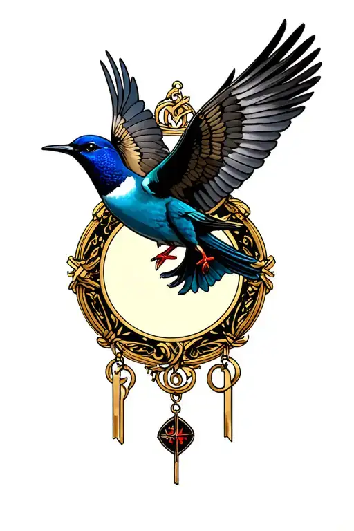 Swallow And Saint Christopher Medallion