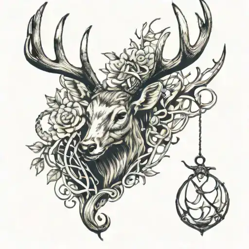 Deer Antlers With Fishing Hook