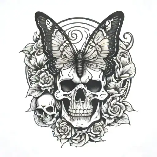 Butterfly With Skull On Wings Spread