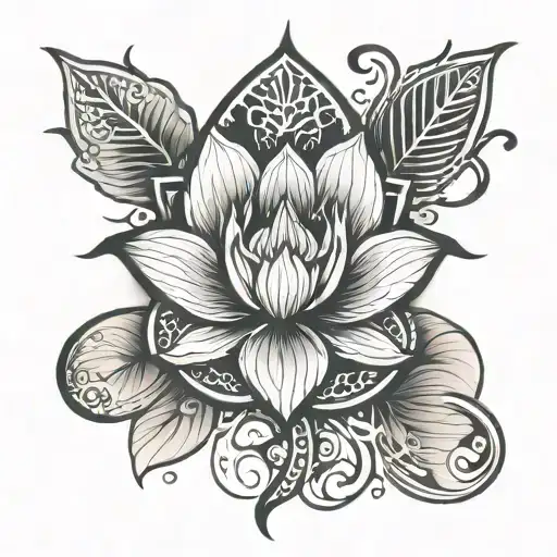 Unalome Symbol With Lotus
