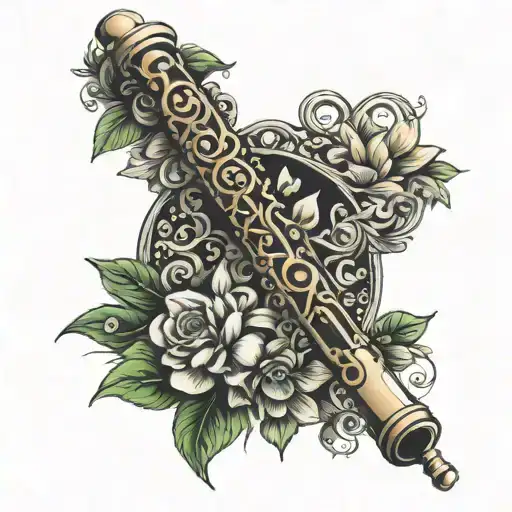 Flute With Music Harini Name Written