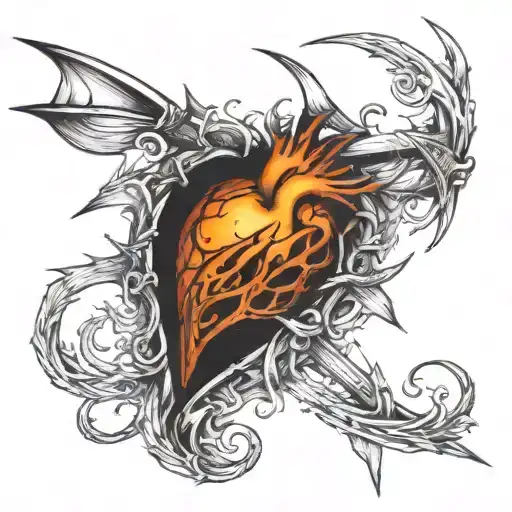 Heart Pierced By An Arrow And Imprisoned By Thorns