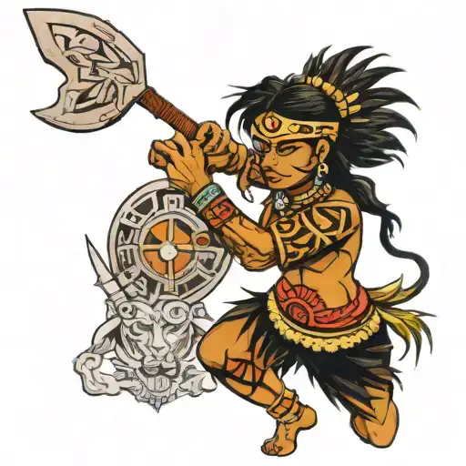 Taino Female Warrior Battling