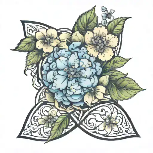 Hydrangea Flower Mixed With The Infinity Symbol Surrounded