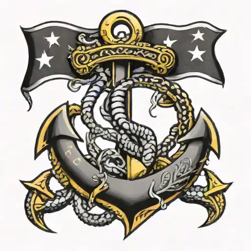 Anchor With The Gadsden Flag Snake Wrapped Around It