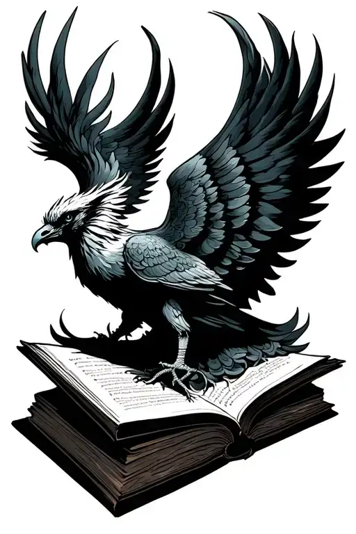 Phoenix Rising From A Book Open