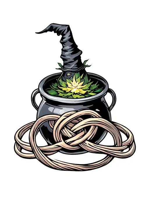 Witches Knot With Cauldron Surrounded