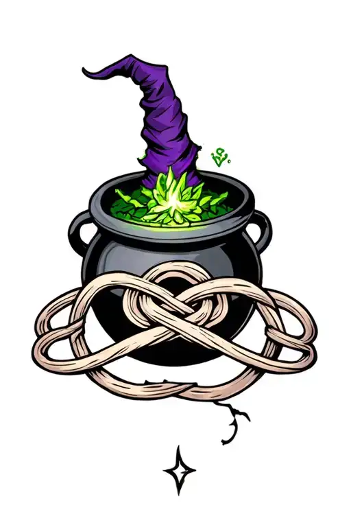 Witches Knot With Cauldron Surrounded
