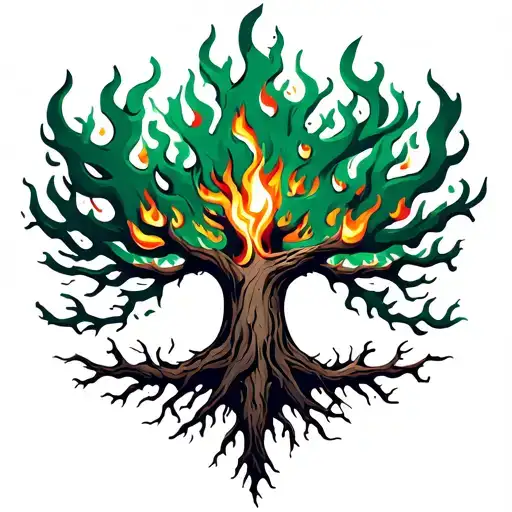 Tree Of Life Engulfed In Flames
