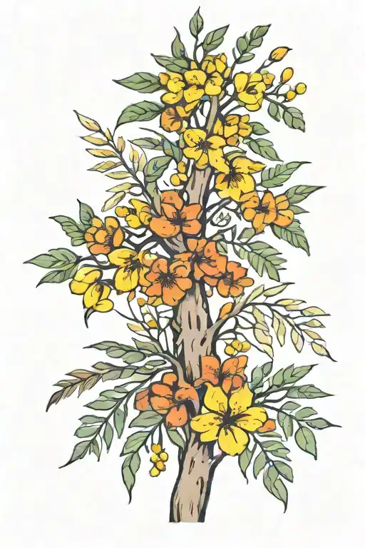 Acacia And Kowhai Tree
