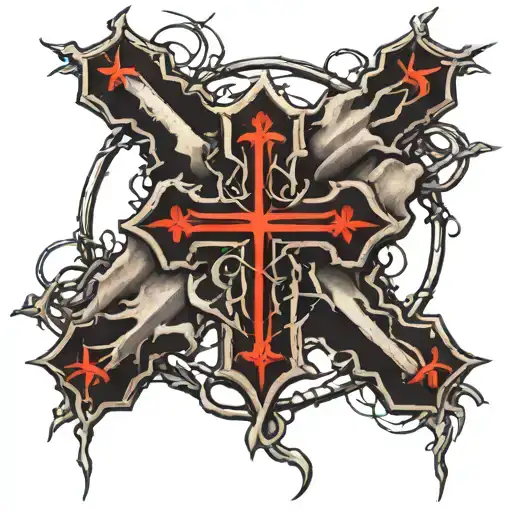 Thin Cross Gothic With Barb Wire