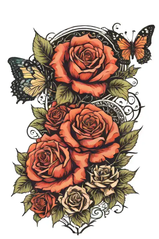 Life Death Angel Roses Butterfly