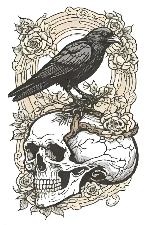 Crow Perched On A Skull