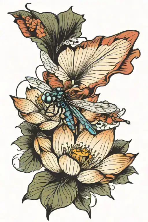 Lotus Flower Dragonfly Flying