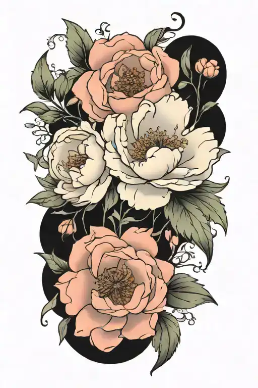Peonies Roses And Larkspur Flowers Simple Design