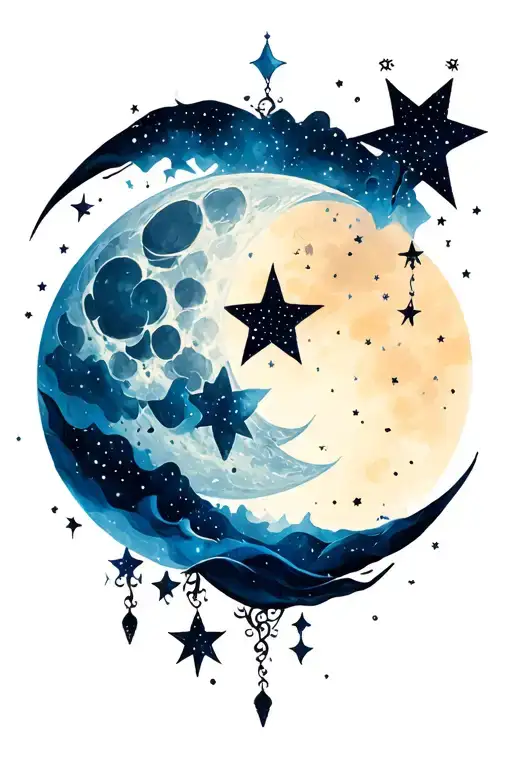 Moon And Stars In The Fog And