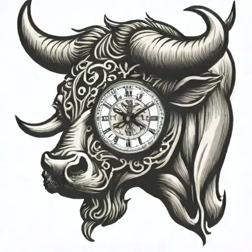 Taurus Bull With Clock Face