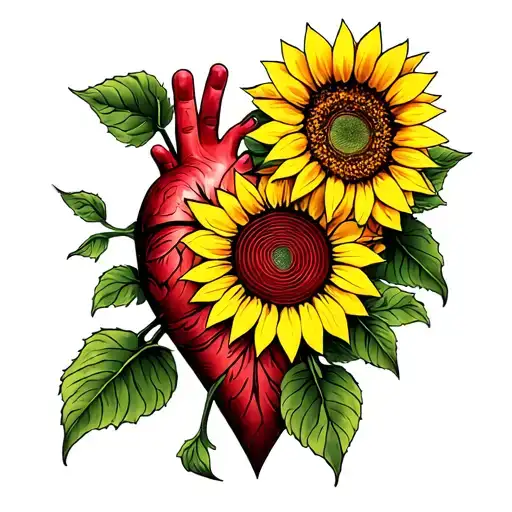 Fingerprint Heart With Sunflower