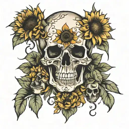 Sunflower And Skull And Rockabilly