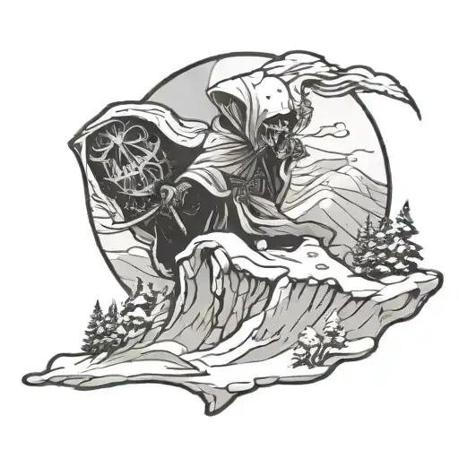 Reaper On A Snow Covered Mountain Top