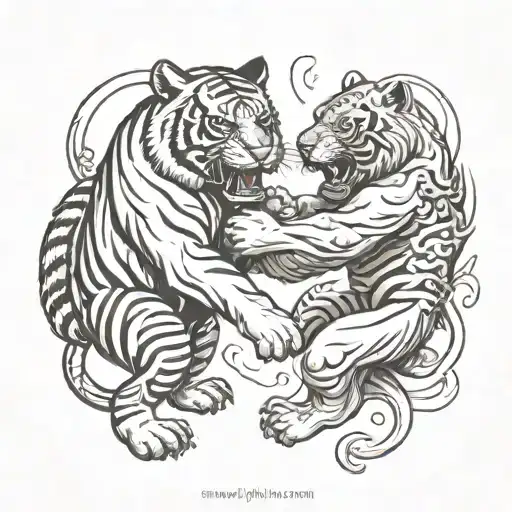 Tiger And Bear Fighting Each Other