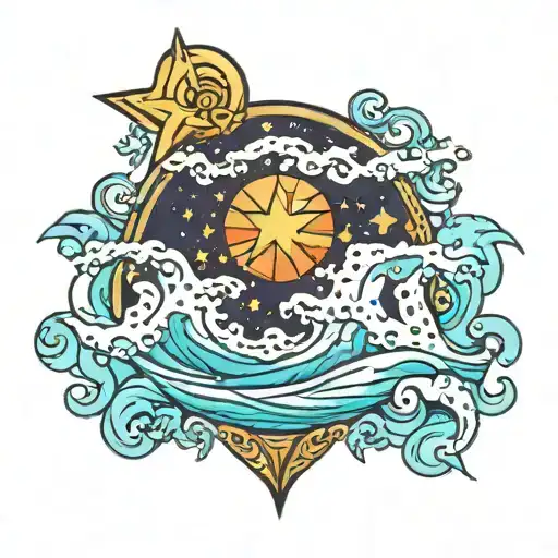 Aquarius Ocean Wave Beach Star Planet Sister