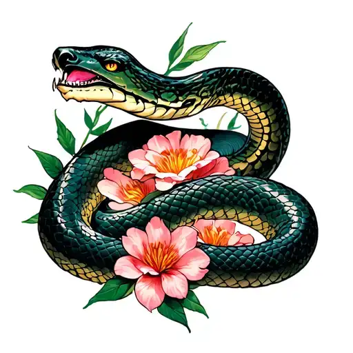 Arcangel And The Snake With Flowers