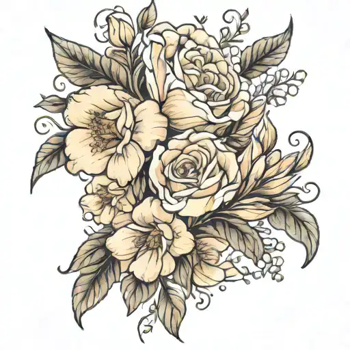 3 Birth Flowers In A Bouquet