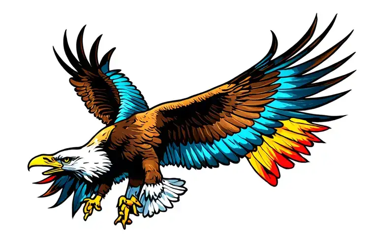 Eagle Soaring Bright Colors