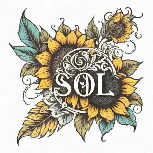 The Name Sol And A Sunflower Blooming