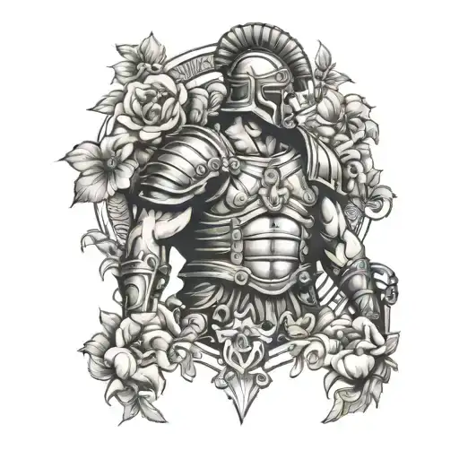 Roman Gladiator With Hydragea Flower