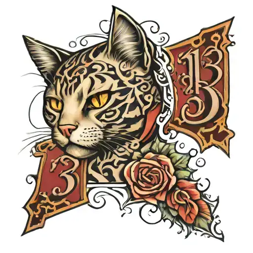 Cat With The Number 13 Hidden Within